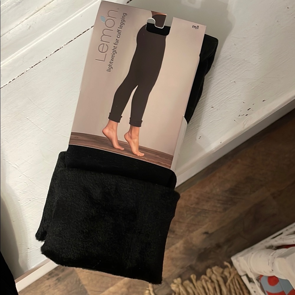ANTHROPOLOGIE M/L Lemon Black Lightweight Leggings